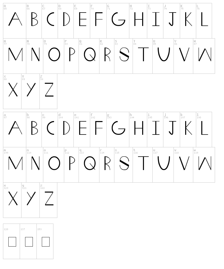 Fat Wedge font map
